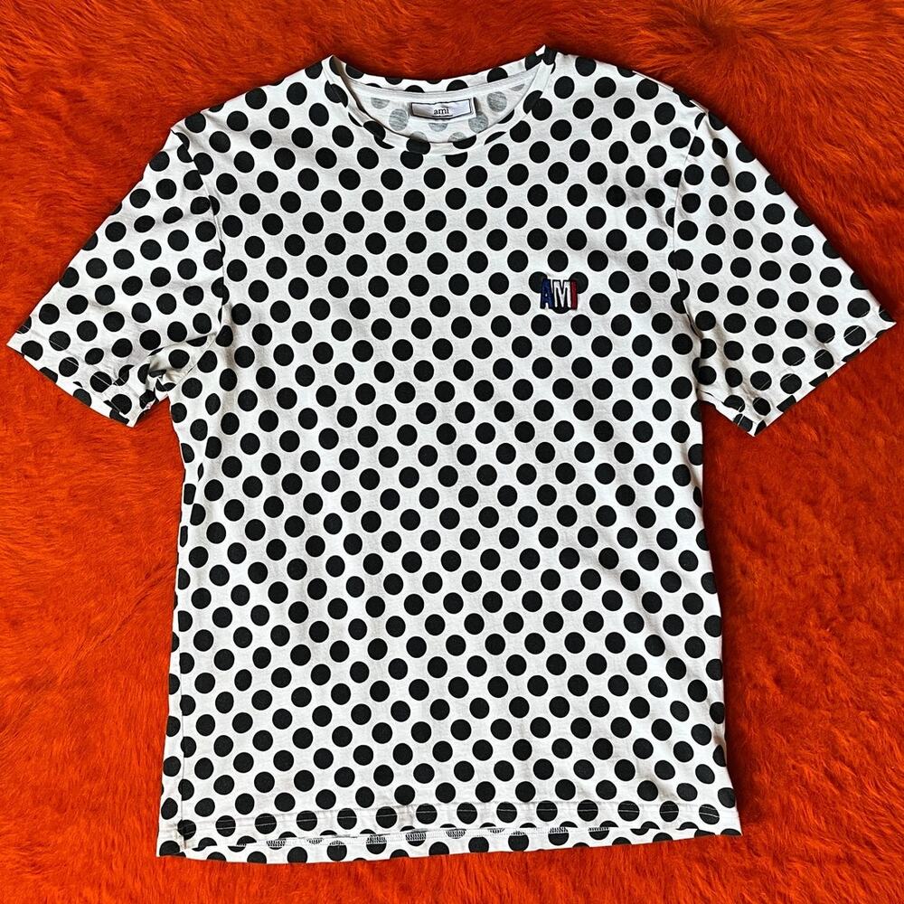 AMI Alexandre Mattiussi Polka Dot Logo Tee | French Designer T-Shirt | M